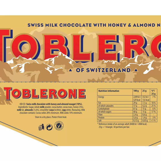 Toblerone Swiss Milk Chocolate, 750g Toblerone