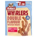 BAKERS Whirlers Bacon and Cheese Dog Treats 130g PMP [PM £1.39](Case of 6) BAKERS