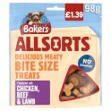 BAKERS Allsorts Chicken, Beef and Lamb Dog Treats 98g PMP [PM £1.39 ](Case of 6) BAKERS