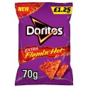 Doritos Extra Flamin' Hot Sharing Bag Crisps 70g PMP [PM £1.25](Case of 15) Doritos