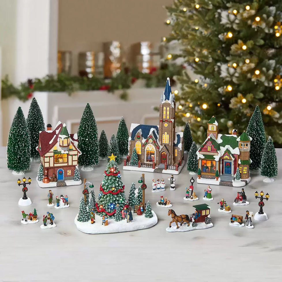 30 Piece Holiday Village Scene with LED Lights & Sounds British Hypermarket-uk