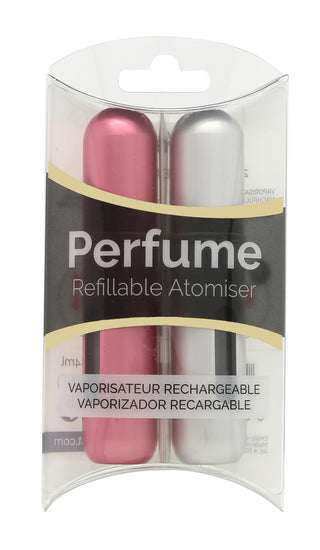 Pressit Refillable Perfume Atomiser Duo Pack - Silver & Pink Pressit