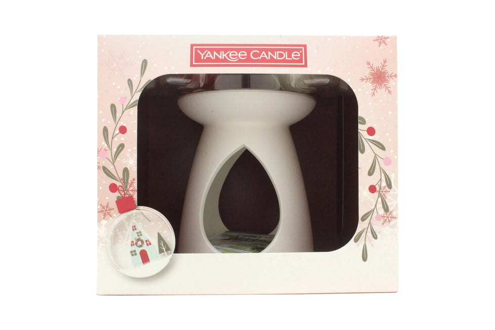 Yankee Candle Wax Melt Warmer Gift Set Ceramic Wax Melt Burner + 3 x 28g Wax Melts (Snow Globe Wonderland, Snowflake Kisses and Peppermint Pinwheels) Yankee Original Candle