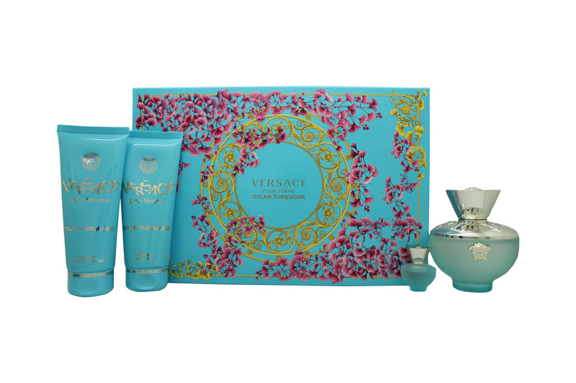 Versace Pour Femme Dylan Turquoise Gift Set 100ml EDT + 100ml Shower Gel + 100ml Body Lotion + 5ml EDT Versace