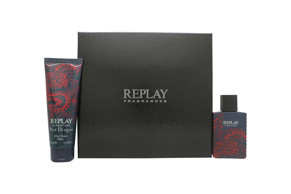 Replay Signature Red Dragon Gift Set 50ml EDT + 100ml Aftershave Replay