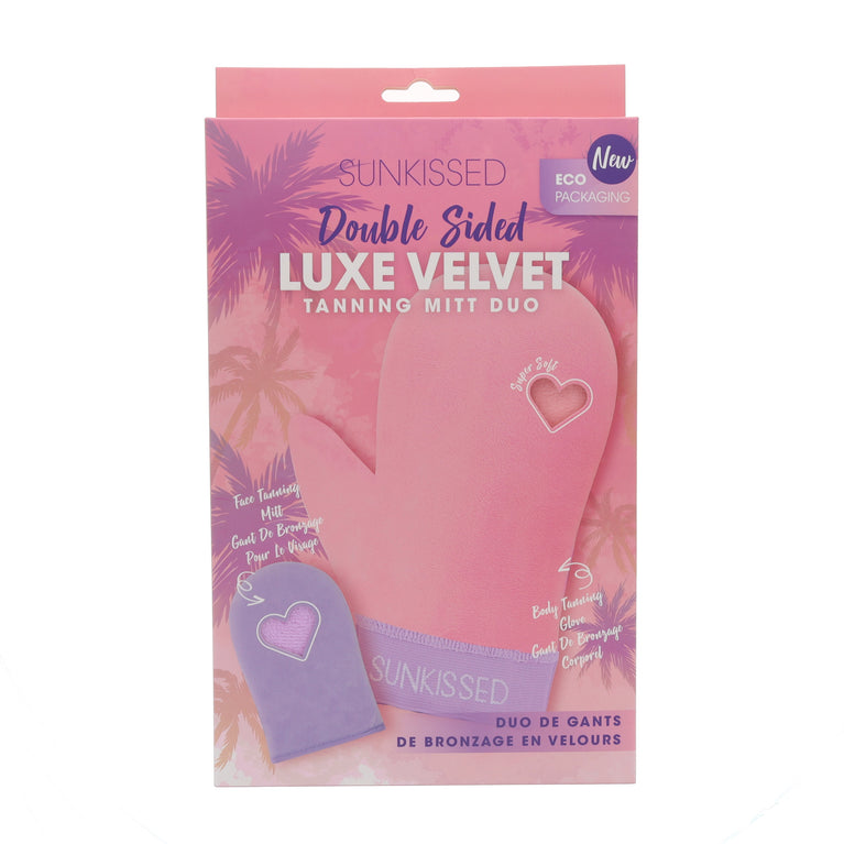 Sunkissed Double Sided Luxe Velvet Tanning Mitt Duo Body Tanning Glove + Face Tanning Mitt Sunkissed