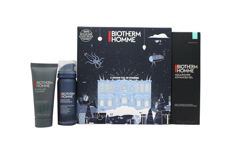 Biotherm Homme Aquapower Gift Set 75ml Aquapower Advanced Gel + 4ml Basic Line Cleanser + 50ml Foam Shaver Biotherm