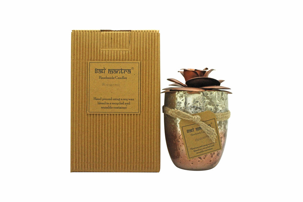 Bali Mantra Camellia Glass Copper Candle 500g - Redcurrant Bali Mantra