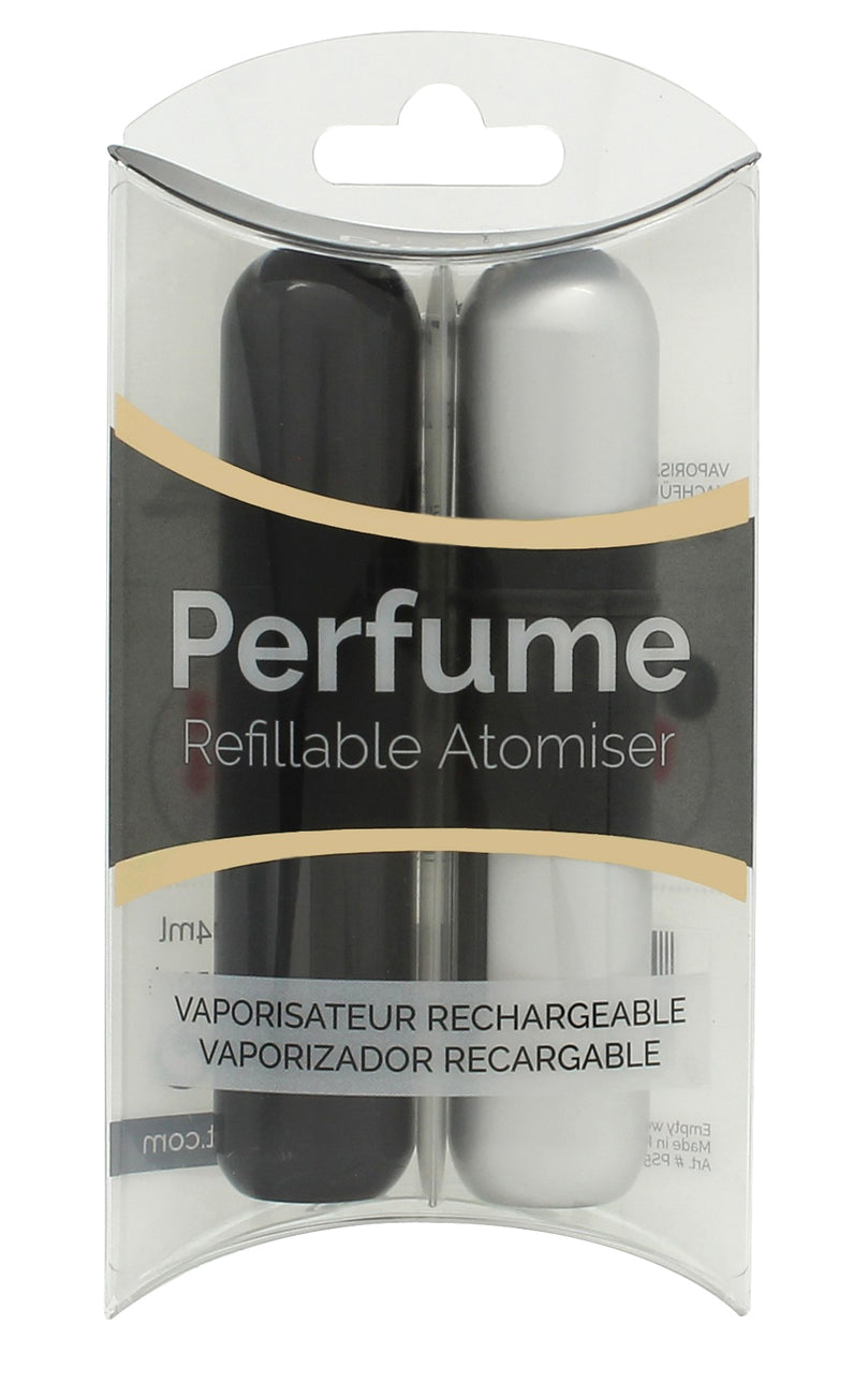 Pressit Refillable Perfume Atomiser Duo Pack - Black & Silver Pressit