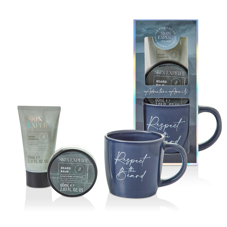 The Kind Edit Co. Skin Expert Mug Gift Set 50ml Beard Balm + 70ml Beard Shampoo + Mug The Kind Edit Co.