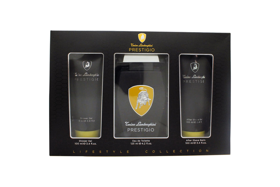 Lamborghini Prestigio Gift Set 125ml EDT Spray + 100ml Shower Gel + 100ml Aftershave Balm Lamborghini