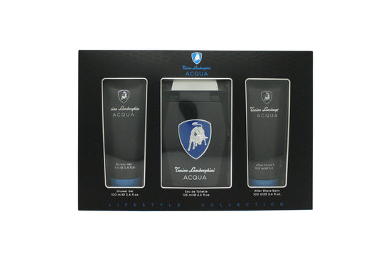 Lamborghini Acqua Gift Set 125ml EDT + 100ml Shower Gel + 100ml Aftershave Balm Lamborghini