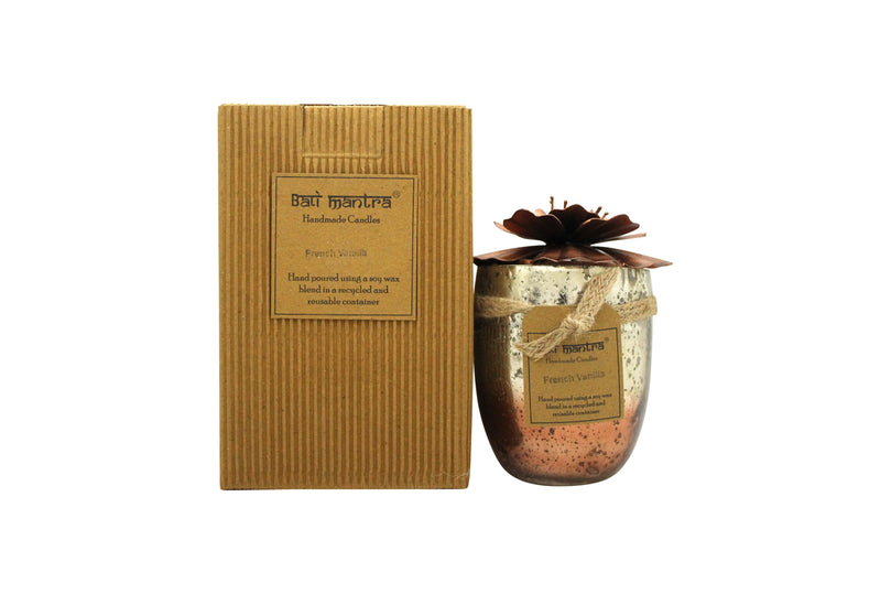 Bali Mantra Hibiscus Glass Copper Candle 500g - French Vanilla Bali Mantra