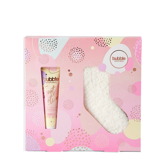 Style & Grace Bubble Boutique Sock Presentset 50ml Foot Lotion + 1 Pair Of Socks - Eco Packaging Style & Grace