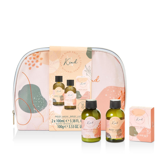 The Kind Edit Co. Kind Cosmetic Bag Gift Set 100ml Body Wash + 100ml Body Lotion + 50g Bath Salts + Cosmetic Bag The Kind Edit Co.