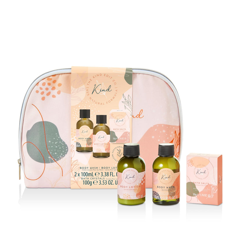 The Kind Edit Co. Kind Cosmetic Bag Gift Set 100ml Body Wash + 100ml Body Lotion + 50g Bath Salts + Cosmetic Bag The Kind Edit Co.