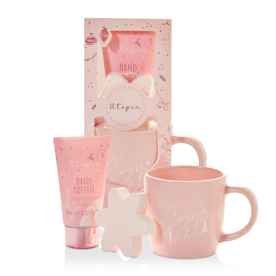 The Kind Edit Co. Utopia Cozy Vibes Mug Gift Set 70ml Hand Lotion + 50g Bath Fizzer + Mug The Kind Edit Co.