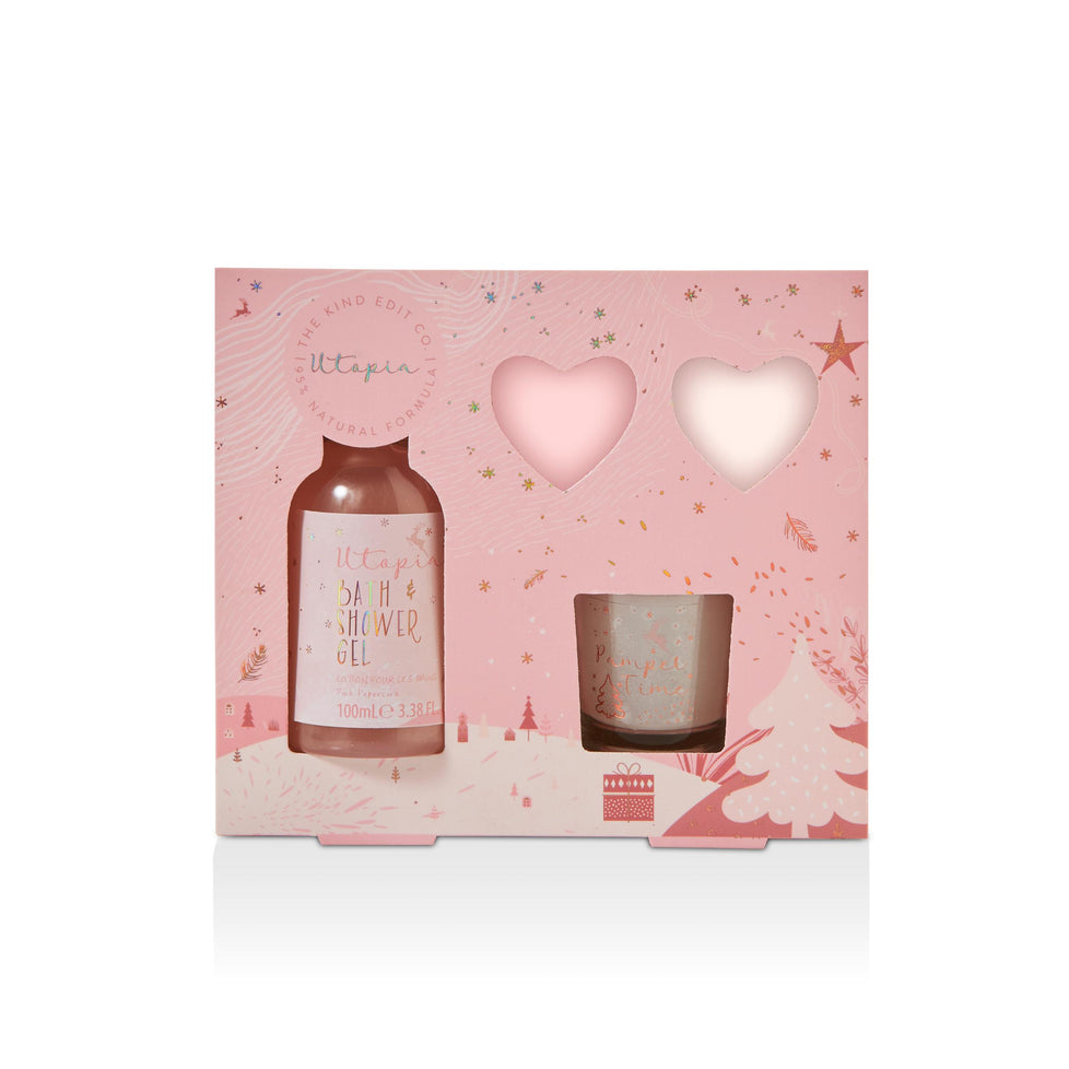 The Kind Edit Co. Utopia Relax & Bathe Gift Set 100ml Body Wash + 30g Candle + 2 x 20g Bath Fizzer The Kind Edit Co.