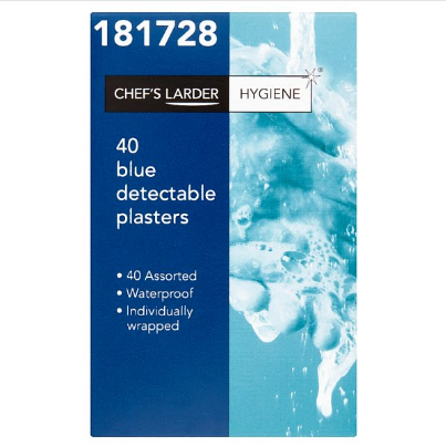 Chef's Larder Hygiene 40 Blue Detectable Plasters British Hypermarket-uk