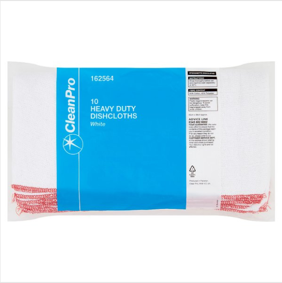 Clean Pro 10 Heavy Duty Dishcloths White British Hypermarket-uk