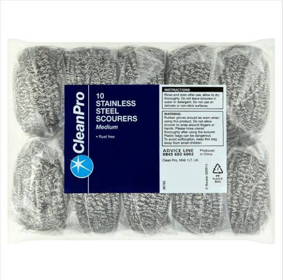 Clean Pro 10 Stainless Steel Scourers Medium British Hypermarket-uk