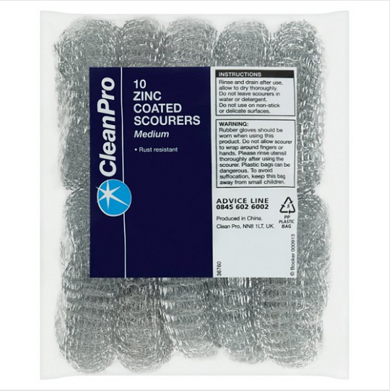 Clean Pro 10 Zinc Coated Scourers Medium British Hypermarket-uk