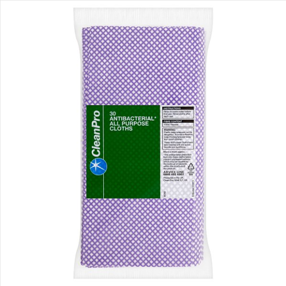 Clean Pro 30 Antibacterial All Purpose Cloths 60cm x 30cm British Hypermarket-uk