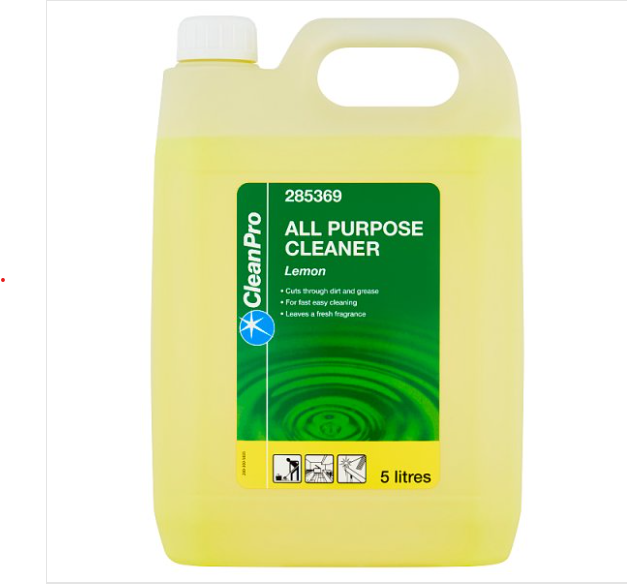 CleanPro All Purpose Cleaner Lemon 5 Litres (BUY 1 OF EACH GET 10.00 OFF CP WASH UP LIQ ORIG/ CP+ ANTIBAC HAND SOAP/ CP LEMON ALL PURPOSE CLEANER)(Offer until 10/09/2024) CleanPro