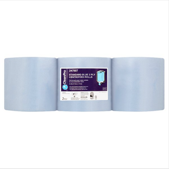 Clean Pro Standard Blue 2 Ply 6 Centrefeed Rolls British Hypermarket-uk