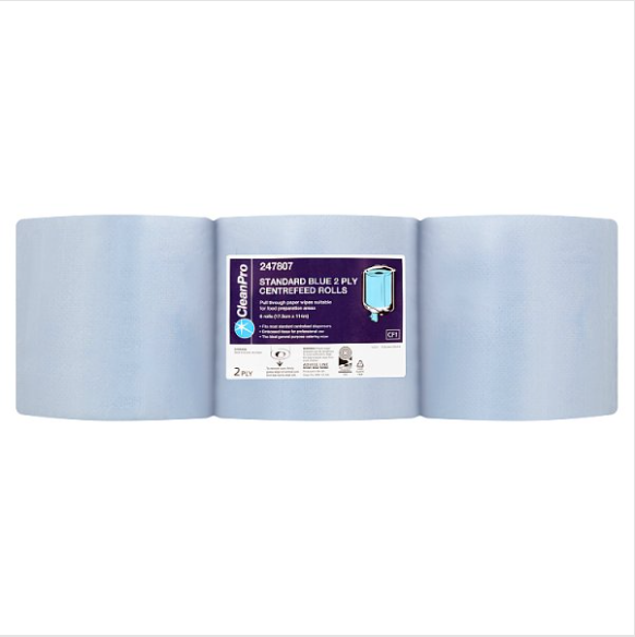 Clean Pro Standard Blue 2 Ply 6 Centrefeed Rolls British Hypermarket-uk