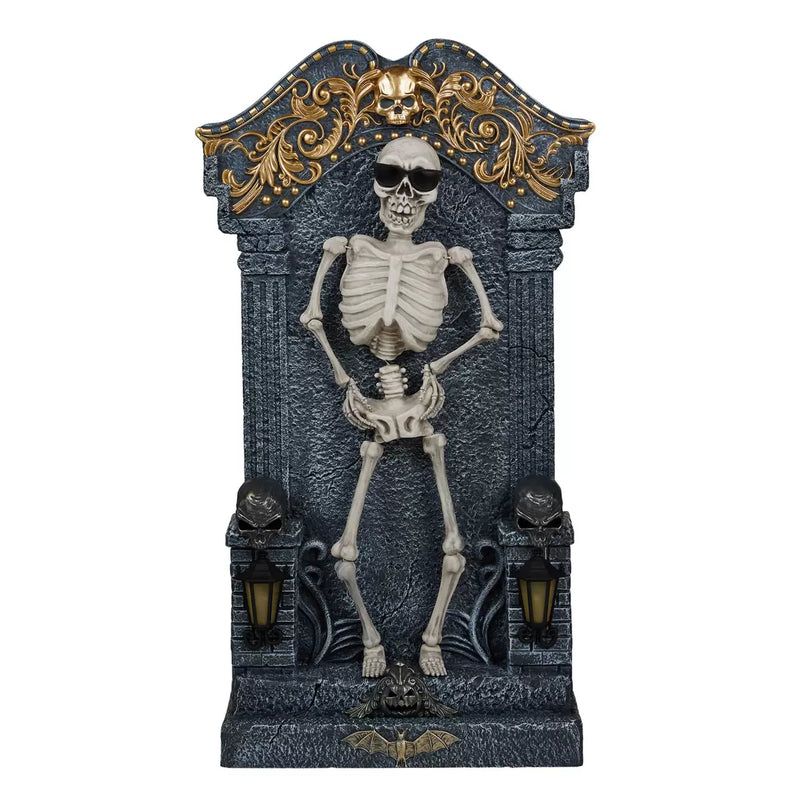 Halloween 3ft (1m) Animated Skeleton Tombstone with Music & Lights British Hypermarket-uk