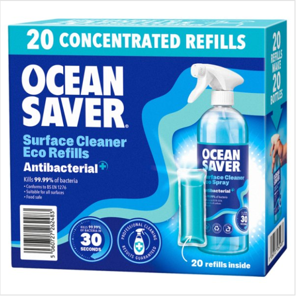 Ocean Saver Surface Cleaner Eco Refills Antibacterial 20 x 10ml - Case ...