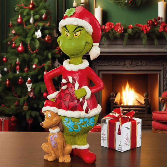 20 Inches (51cm) Jim Shore Grinch and Max Statue Hand Painted Christmas