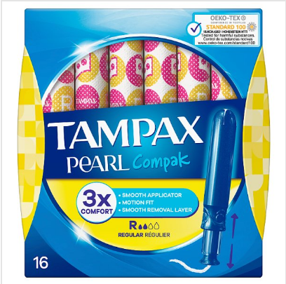 Tampax Pearl Compak Regular Tampons With Applicator X 16 - Case of 4 Tampax