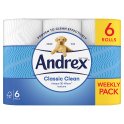 Andrex Classic Clean Toilet Tissue 6 Rolls (Case of 4) Andrex