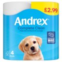 Andrex Complete Clean Toilet Tissues 4 Rolls PMP £2.99 [PM £2.99 ](Case of 6) Andrex