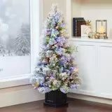 4.5ft (1.37m) Pre-Lit Glitter Flocked Potted Tree christmas