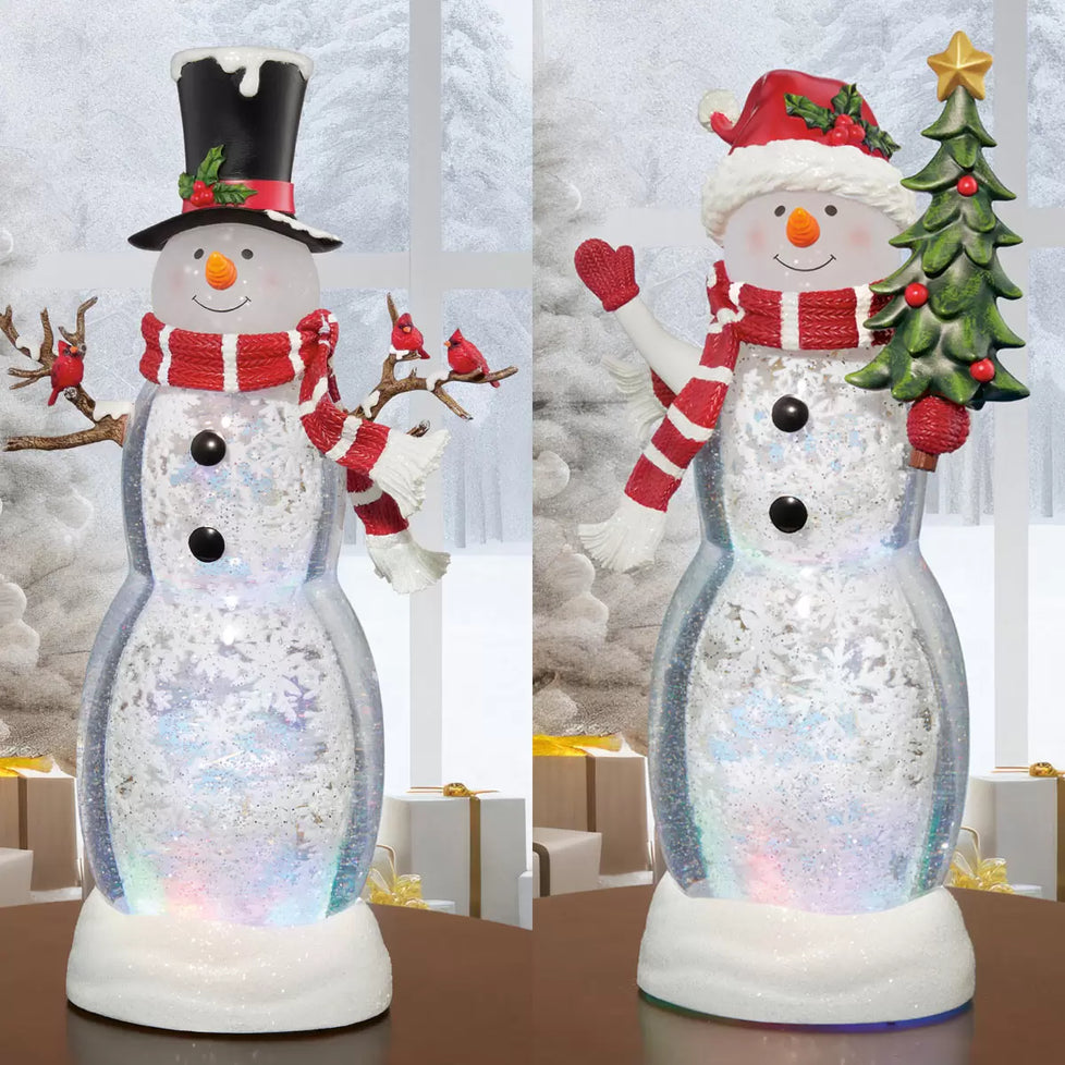 Snowman Lantern with LED Lights, Assortment of 2 Christmas