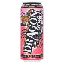 Dragon Soop Mango Pink Lemonade Caffeinated Alcoholic Beverage 500ml [PM £3.29 ], Case of 8 Dragon Soop