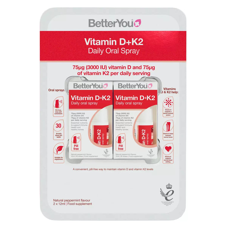 BetterYou Vitamin D + K2 Oral Spray, 2 x 12ml BetterYou