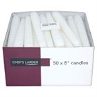 Chef's Larder 8" White Candles x 50 (Case of 4) Chef's Larder