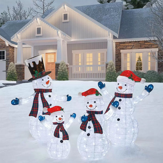 4ft (1.2m) Snowman Family Set of 4 With 600 LED Lights christmas