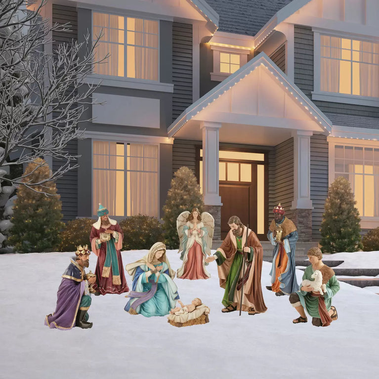 3ft (104cm) Outdoor 9 Piece Nativity Set Christmas