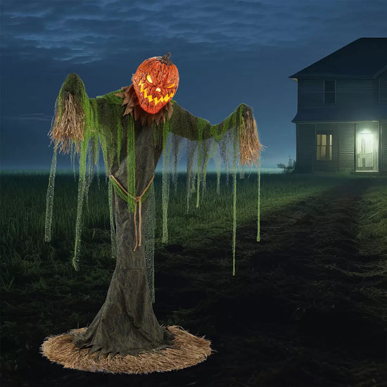 Halloween 7ft (2.1m) Animated Pumpkin Scarecrow British Hypermarket-uk