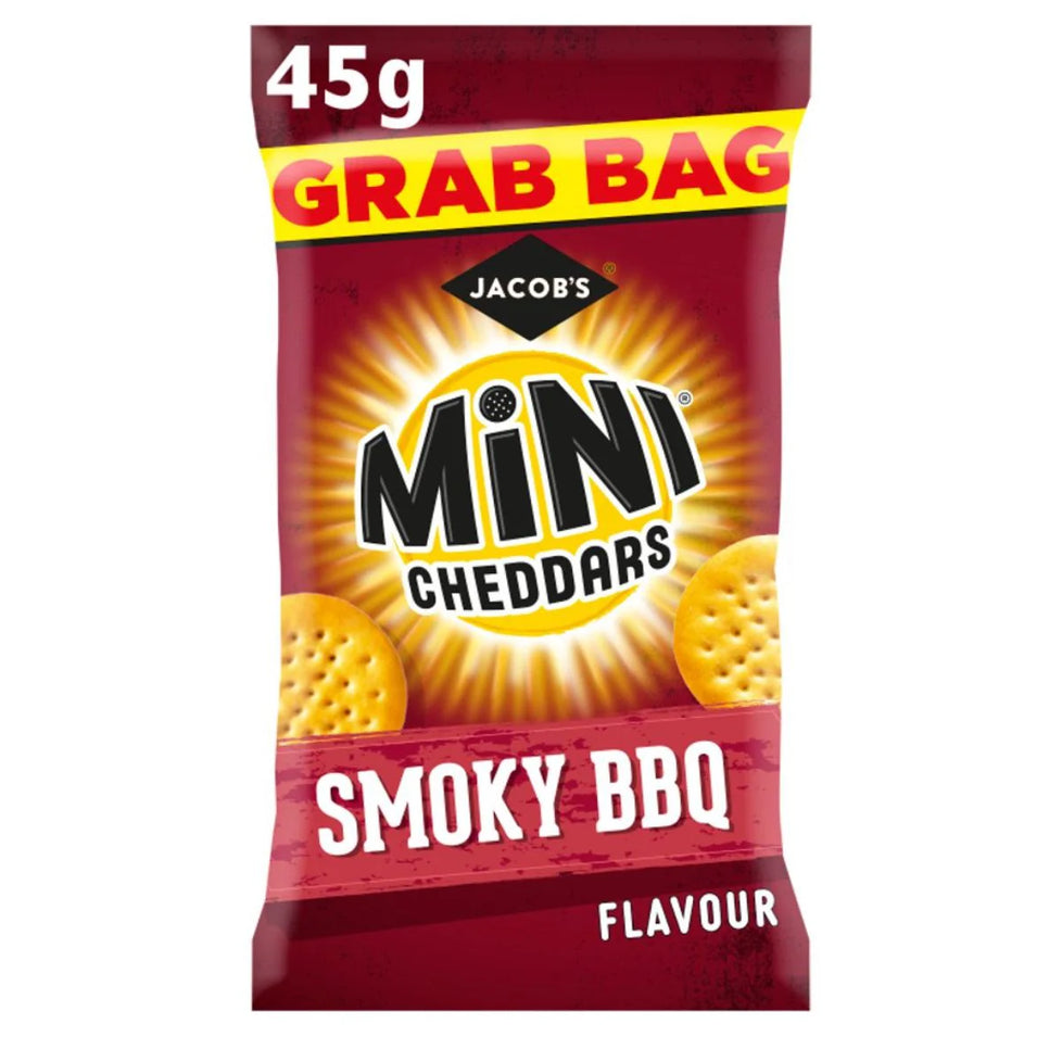 Jacob's Grab Bag Mini Cheddars Smoky BBQ Flavour Snacks 45g  x30) ( Save £8.50)(Offer until 16/07/2024) Jacob's