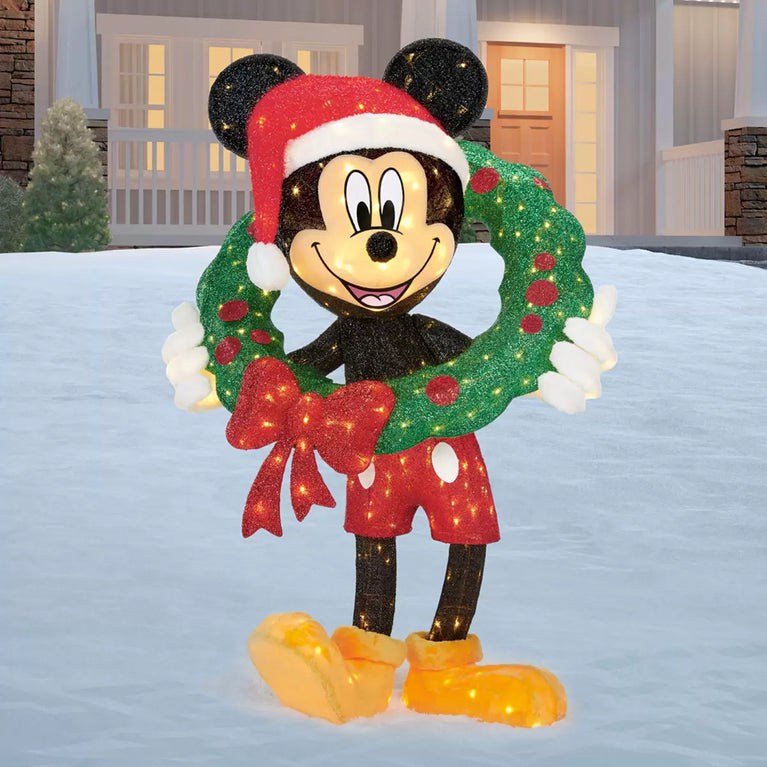 48 Inch (121cm) Holiday Mickey Wreath with LED Lights Christmas