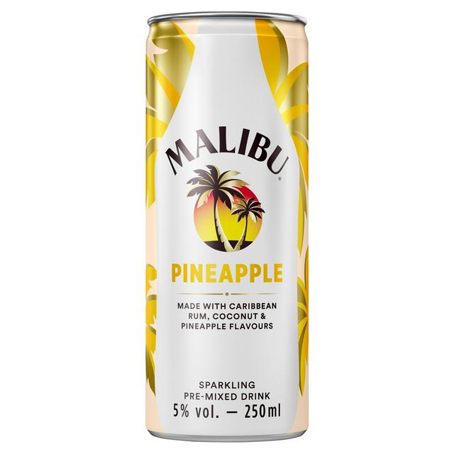 Malibu Pineapple Sparkling Pre-Mixed Drink 250ml x 12 Malibu