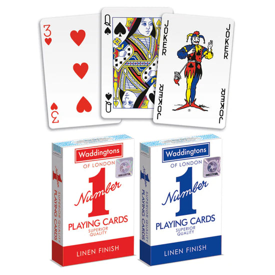 Waddingtons Number 1 Playing Card Game, play fish, slap jack, crazy eights and rummy, Great Travel Companion, Gifts and Toys for Boys, Girls and Adults - Color may vary, Single unit British Hypermarket-uk