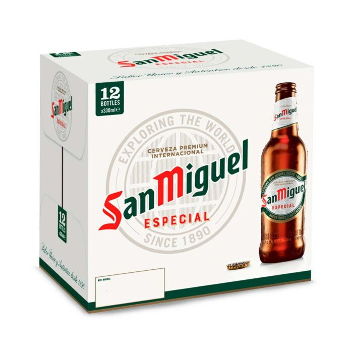 San Miguel Premium Lager Beer 12 x 330ml Bottles San Miguel