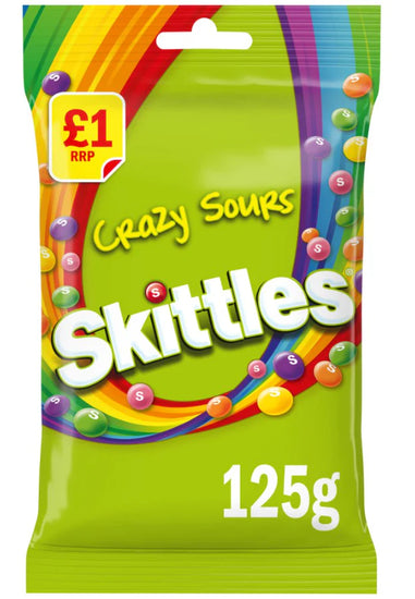 Skittles Vegan Chewy Crazy Sour Sweets Fruit Flavoured Treat Bag 125g PMP £1 Skittles